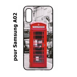 Coque noire pour Samsung Galaxy A02 Cabine téléphone Londres - Cabine rouge London