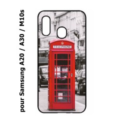 Coque noire pour Samsung Galaxy A20 / A30 / M10S Cabine téléphone Londres - Cabine rouge London