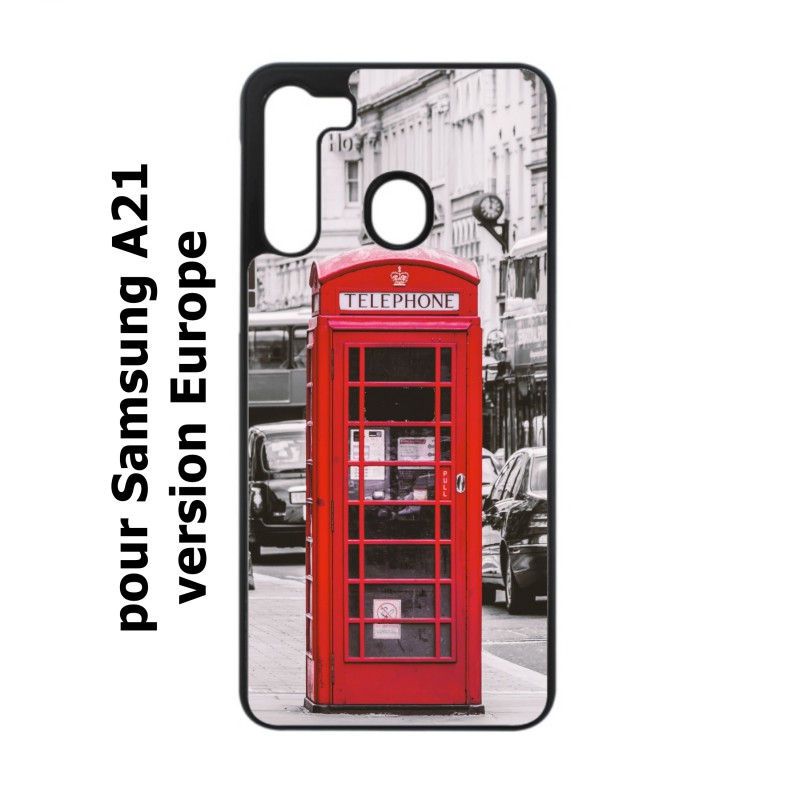Coque noire pour Samsung Galaxy A21 Cabine téléphone Londres - Cabine rouge London