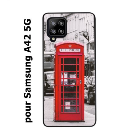 Coque noire pour Samsung Galaxy A42 5G Cabine téléphone Londres - Cabine rouge London