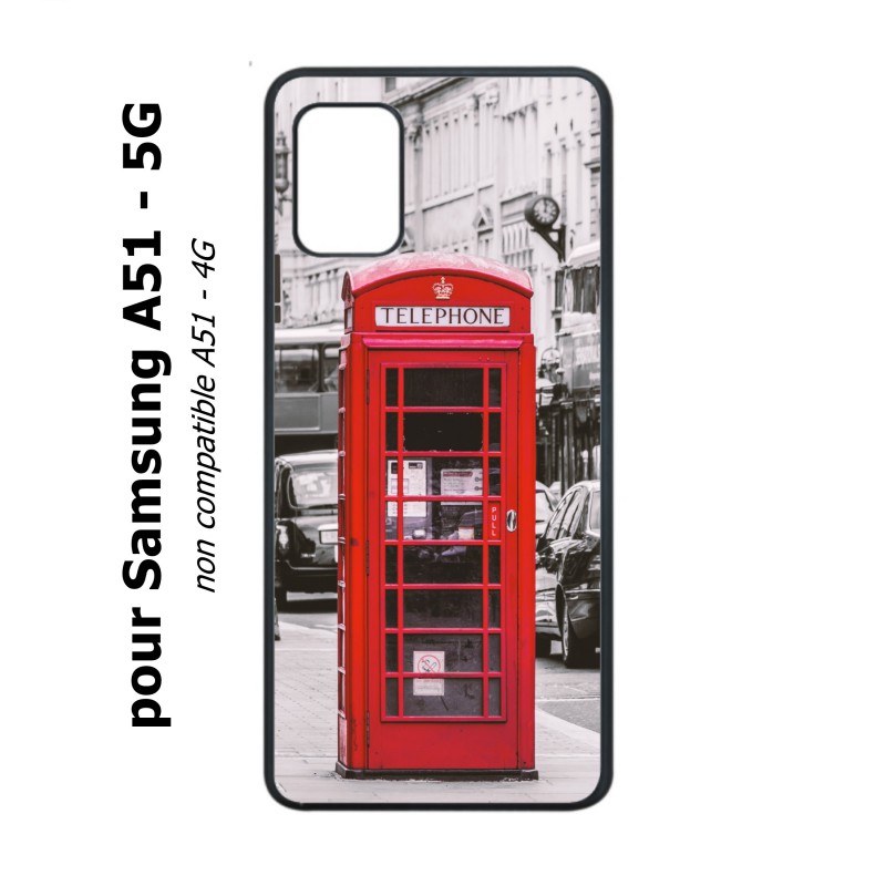 Coque noire pour Samsung Galaxy A51 - 5G Cabine téléphone Londres - Cabine rouge London