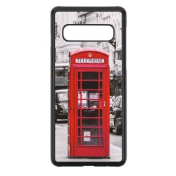 Coque noire pour Samsung Galaxy A530/A8 2018 Cabine téléphone Londres - Cabine rouge London
