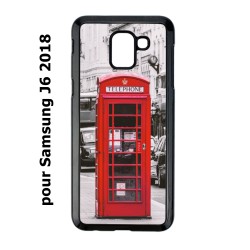 Coque noire pour Samsung Galaxy J6 2018 Cabine téléphone Londres - Cabine rouge London