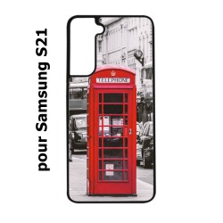 Coque noire pour Samsung Galaxy S21 Cabine téléphone Londres - Cabine rouge London