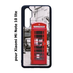 Coque noire pour Xiaomi Mi Note 10 lite Cabine téléphone Londres - Cabine rouge London
