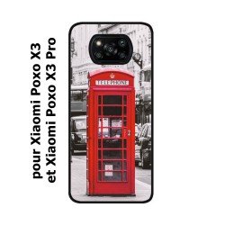 Coque noire pour Xiaomi Poco X3 & Poco X3 Pro Cabine téléphone Londres - Cabine rouge London