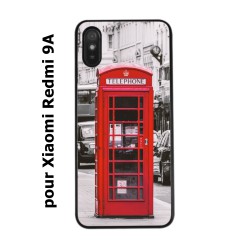 Coque noire pour Xiaomi Redmi 9A Cabine téléphone Londres - Cabine rouge London