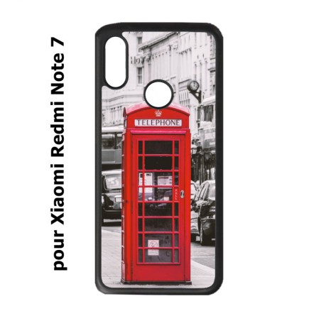 Coque noire pour Xiaomi Redmi Note 7 Cabine téléphone Londres - Cabine rouge London