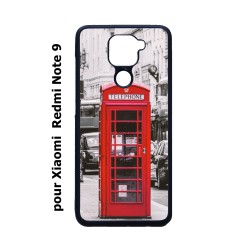 Coque noire pour Xiaomi Redmi Note 9 Cabine téléphone Londres - Cabine rouge London