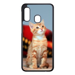 Coque noire pour Samsung Galaxy A02 Adorable chat - chat robe cannelle