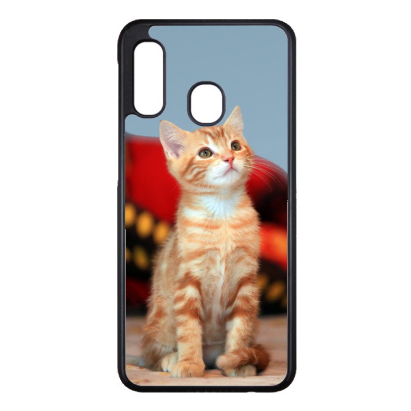 Coque noire pour Samsung Galaxy A20s Adorable chat - chat robe cannelle
