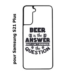 Coque noire pour Samsung Galaxy S21Plus / S30 Beer is the answer Humour Bière
