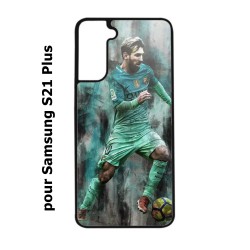 Coque noire pour Samsung Galaxy S21Plus / S30 Lionel Messi FC Barcelone Foot vert-rouge-jaune