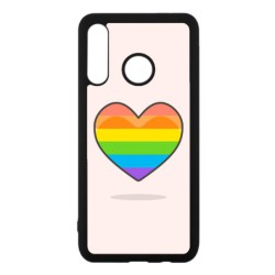 Coque noire pour Huawei Y9 prime 2019 Rainbow hearth LGBT - couleur arc en ciel Coeur LGBT