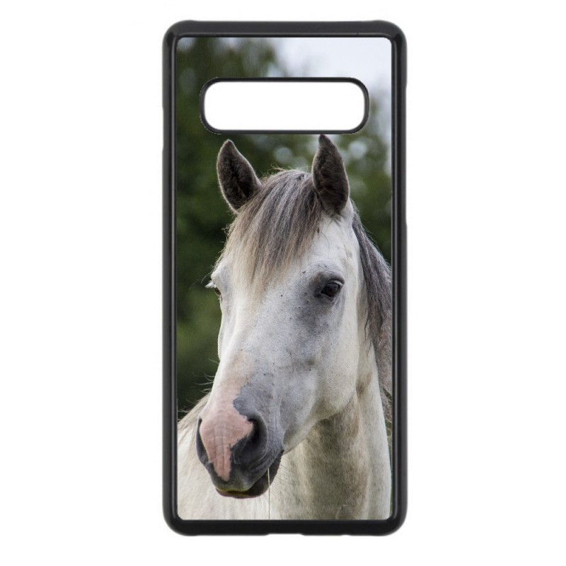 Coque noire pour Samsung S10 E Coque cheval blanc - tête de cheval