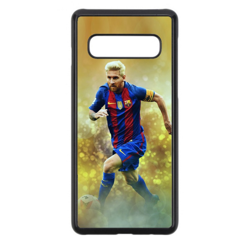 Coque noire pour Samsung S10 E Lionel Messi FC Barcelone Foot fond jaune