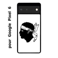 Coque noire pour Google Pixel 6 Drapeau Corse Emblème - Écusson Corse Tête de Maure