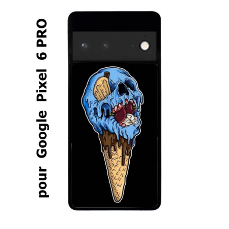 Coque noire pour Google Pixel 6 PRO Ice Skull - Crâne Glace - Cône Crâne - skull art