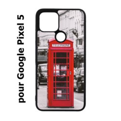 Coque noire pour Google Pixel 5 Cabine téléphone Londres - Cabine rouge London