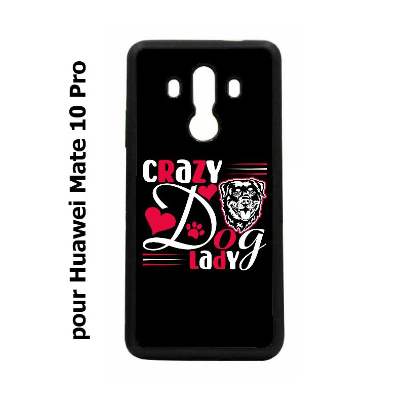 Coque noire pour Huawei Mate 10 Pro Crazy Dog Lady - Chien