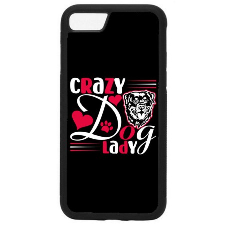 Coque noire pour iPhone 13 Crazy Dog Lady - Chien