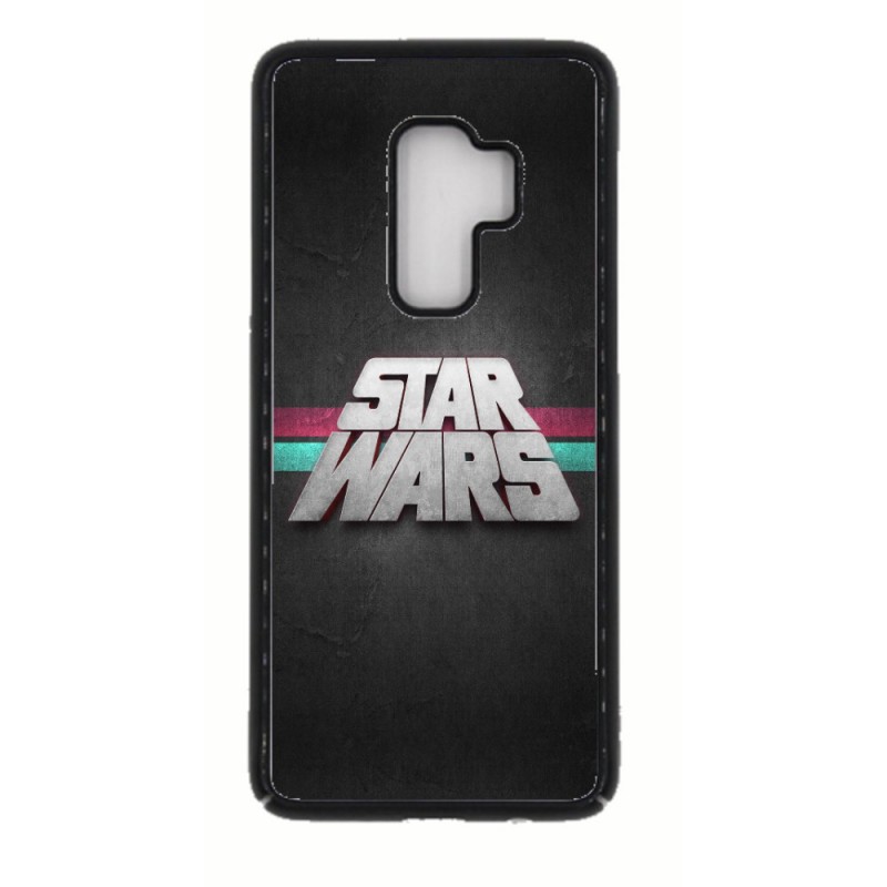 Coque noire pour Samsung S9 PLUS logo Stars Wars fond gris - légende Star Wars