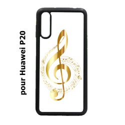 Coque noire pour Huawei P20 clé de sol - solfège musique - musicien